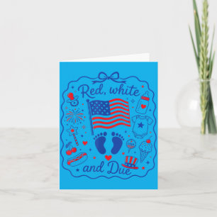 Red White And Due 4th Of July Pregnancy Reveal Card