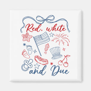 Red White And Due 4th Of July Pregnancy Summer Usa Magnet