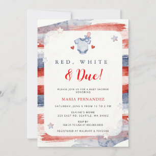 Red White and Due 4th of July Summer Baby Shower Invitation