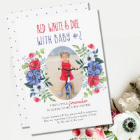 Red White and Due Baby Number 2 Floral Pregnancy