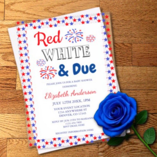 Red, White and Due Baby Shower Acrylic Invitations (Creator Uploaded)