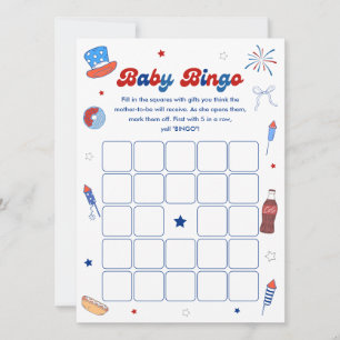 Red White and Due Baby Shower Bingo Game Card