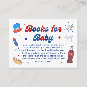 Red, White and Due Baby Shower Books for Baby Enclosure Card