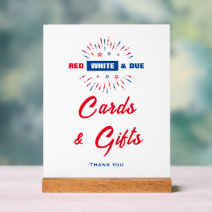 Red White And Due Baby Shower Cards And Gifts Sign