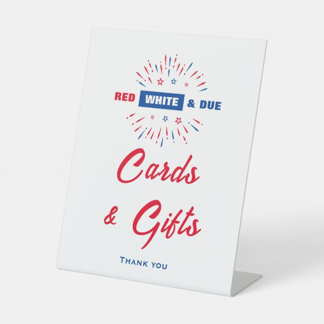 Red White And Due Baby Shower Cards And Gifts Sign (Front)