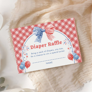 Red White and Due Baby Shower Diaper Raffle Enclosure Card