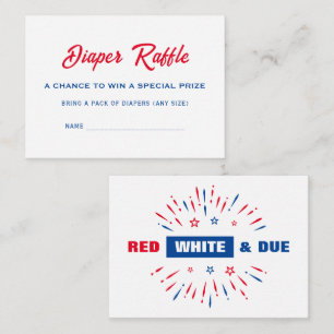Red White And Due Baby Shower Diaper Raffle Ticket Enclosure Card
