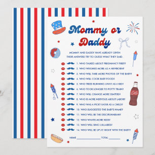 Red White and Due Baby Shower Guess Who Game Card
