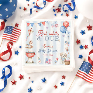 Red White and Due Baby Shower Napkin