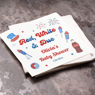 Red, White and Due Baby Shower Napkin