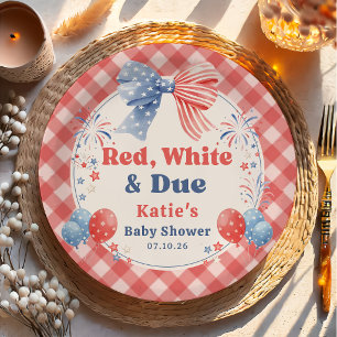 Red White And Due Baby Shower Paper Plate