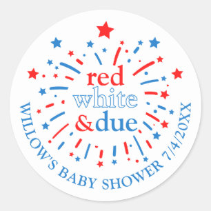 Red White and Due Baby Shower Stickers