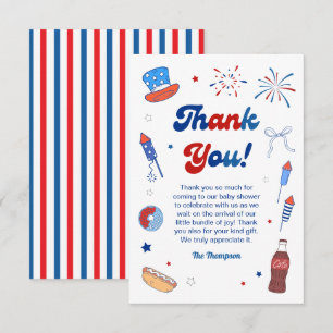 Red White and Due Baby Shower Thank You Card