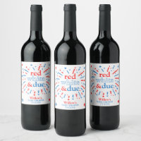 Red White and Due Baby Shower Wine Snack Labels