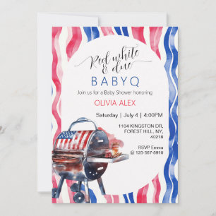 Red white and due babyq 4th july baby shower invitation