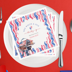 Red white and due babyq 4th july baby shower napkin