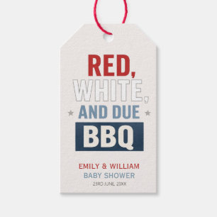 Red White and Due BBQ Baby Shower  Gift Tags