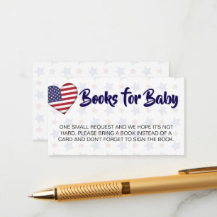 Red White and Due Book Request Baby Shower  Enclosure Card