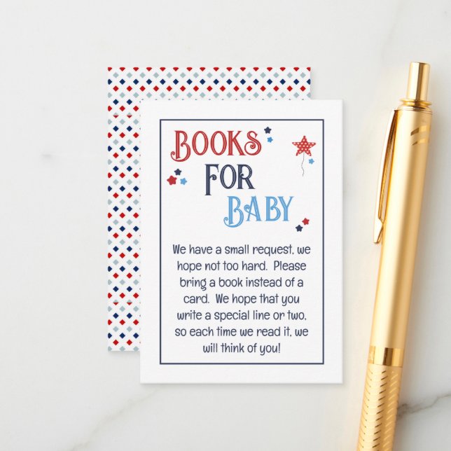 Red White and Due Books for Baby Enclosure Card (Front/Back In Situ)