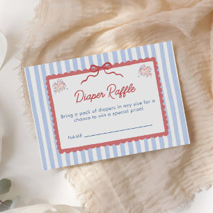 Red, White, and Due Diaper Raffle Enclosure Card