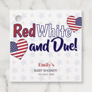 Red White and Due July 4th Patriotic Baby Shower Favour Tags