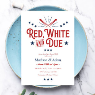 Red, White and Due Patriotic Baby Shower Invitation