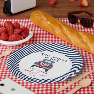 Red White and Due Patriotic Baby Shower Paper Plate