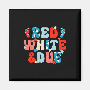 Red White And Due Pregnancy Announcement 4th Of Ju Magnet