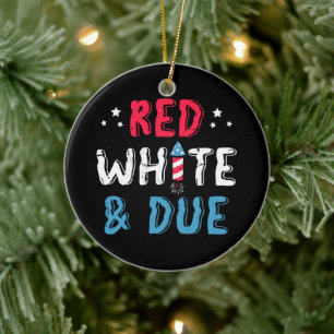 Red White And Due, Pregnancy Announcement Gifts Ceramic Ornament