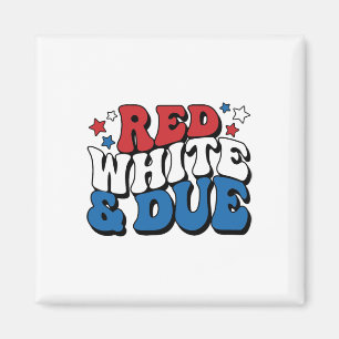 Red White And Due Retro Cute 4th Of July Pregnancy Magnet