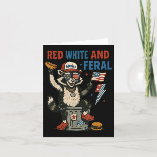 Red White And Feral 4th Of July Racoon Hot Dog Ki Card
