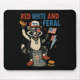 Red White And Feral 4th Of July Racoon Hot Dog Ki Mouse Pad