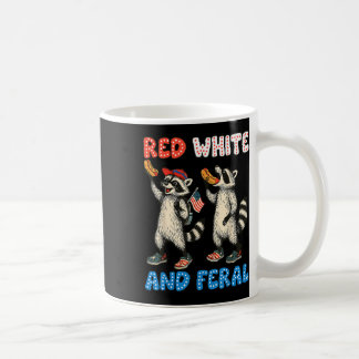 Red White And Feral Funny Cute Racoon 4th Of July Coffee Mug