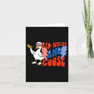 Red White And Feral Funny Goose Hotdog 4th Of July Card