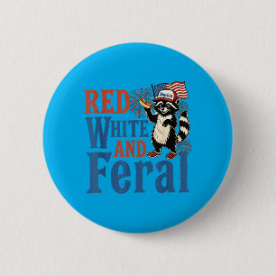 Red White And Feral Funny Racoon America Fourth 6 Cm Round Badge
