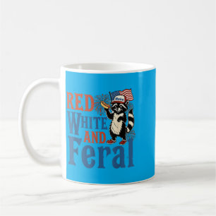 Red White And Feral Funny Racoon America Fourth Coffee Mug