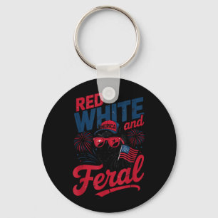 Red White And Feral - Patriotic USA Horse Merica Key Ring
