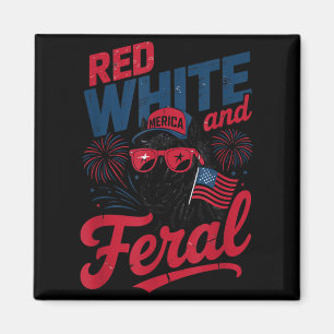 Red White And Feral - Patriotic USA Horse Merica Magnet