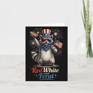 Red White And Feral Racoon 4th Of July Toddler Card