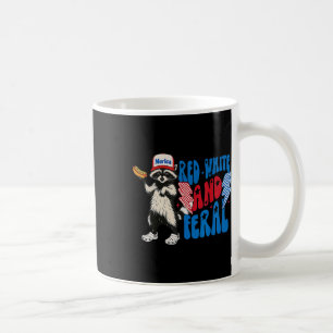 Red White And Feral Racoon Funny Usa 4th Of July Coffee Mug