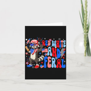 Red White and Feral USA Racoon 4th of July Merica Card