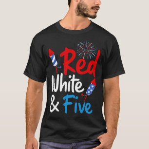 Red White And Five 5th Birthday 4th Of July Indepe T-Shirt