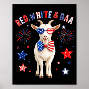 Red White And Goat Sound 4th Of July Flag Funny Poster