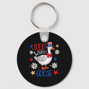 Red White And Goose 4th Of July Patriotic Goose In Key Ring