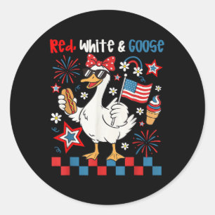 Red White And Goose 4th Of July Patriotic Goose Wo Classic Round Sticker