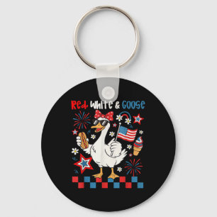 Red White And Goose 4th Of July Patriotic Goose Wo Key Ring