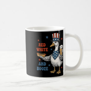 Red White And Goose Booze 4th Of July Goose Retro Coffee Mug