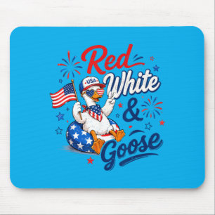 Red White And Goose Funny 4th Of July Patriotic Mouse Pad