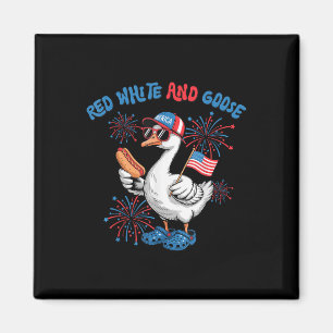 Red White And Goose Funny 4th Of July Patriotic Us Magnet