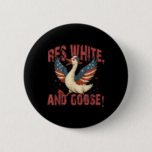 Red White And Goose July Celebration Fun  6 Cm Round Badge